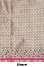 Rani pink peacock design zari motifs semi soft silk saree with contrast zari border and blouse