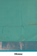 Green checked zari motifs design semi soft silk saree with contrast zari border and blouse