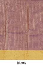 Violet striped leaf zari motifs design semi soft silk saree with contrast zari border and blouse
