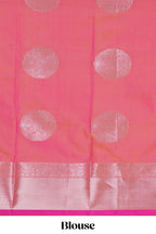 Green zari motifs design semi soft silk saree with contrast zari border and blouse
