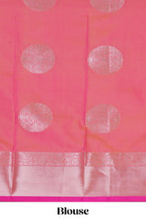 Green zari motifs design semi soft silk saree with contrast zari border and blouse
