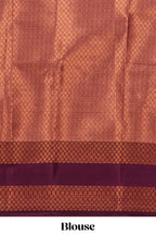 Lavender checked zari motifs design semi soft silk saree with contrast border and zari blouse