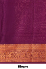 Green floral zari motifs design semi soft silk saree with contrast zari border and blouse