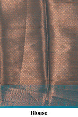 Mustard checked leaf zari motifs design semi soft silk saree with contrast zari border and blouse
