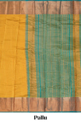 yellow shade zari motifs design semi soft silk saree with contrast border and matching motifs contrast blouse