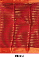 Violet shade zari motifs design semi soft silk saree with contrast border and matching motifs contrast blouse