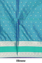 Violet Semi Soft Silk Saree delicate butta motifs with contrasting pallu elegant zari border along with contrast buttas blouse