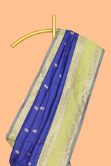 Royal blue Semi Soft Silk Saree delicate butta motifs with contrasting pallu elegant zari border along with contrast buttas blouse