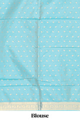 Light pink Semi Soft Silk Saree delicate butta motifs with contrasting pallu elegant zari border along with contrast buttas blouse