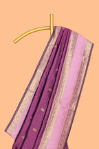 Purple Semi Soft Silk Saree delicate butta motifs with contrasting pallu elegant zari border along with contrast buttas blouse
