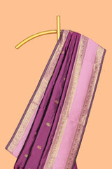 Purple Semi Soft Silk Saree delicate butta motifs with contrasting pallu elegant zari border along with contrast buttas blouse