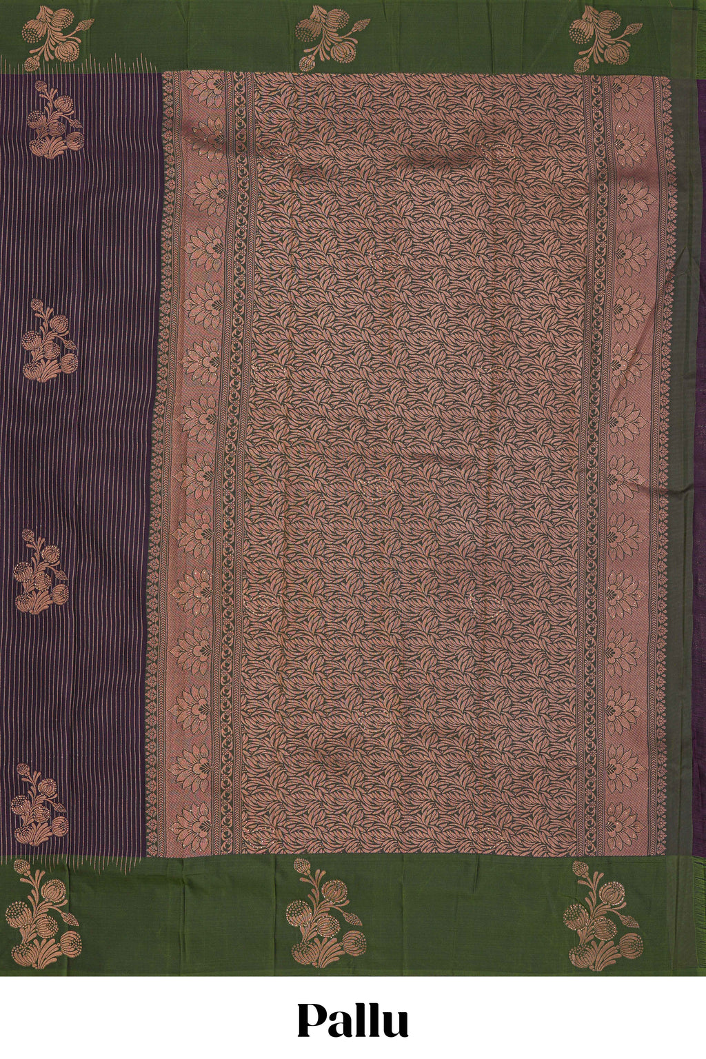 Violet stripes zari motifs design semi soft silk saree with contrast border and zari blouse