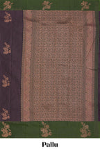 Violet stripes zari motifs design semi soft silk saree with contrast border and zari blouse