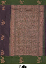 Violet stripes zari motifs design semi soft silk saree with contrast border and zari blouse