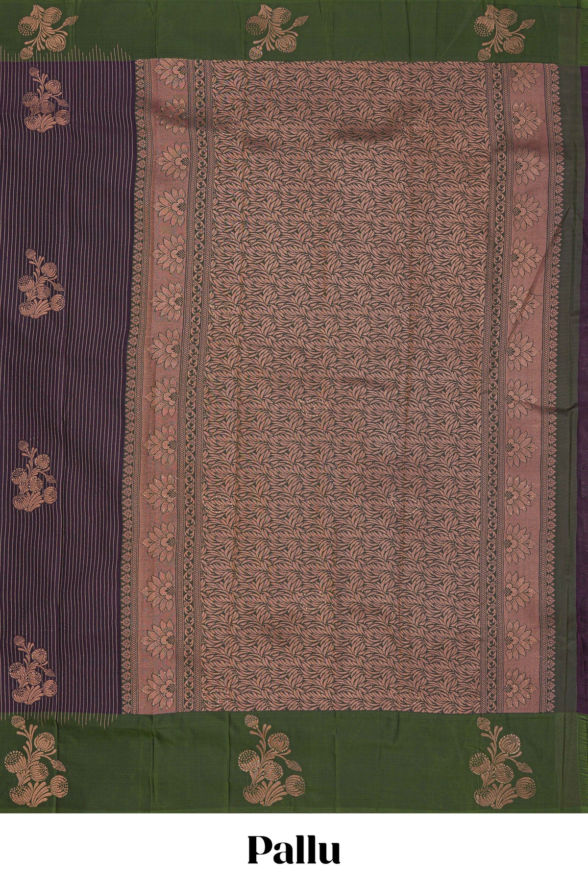 Violet stripes zari motifs design semi soft silk saree with contrast border and zari blouse