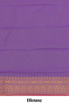 Pink stripes zari motifs design semi soft silk saree with contrast border and zari blouse