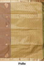 Brown floral design motifs semi soft silk saree with contrast border and blouse