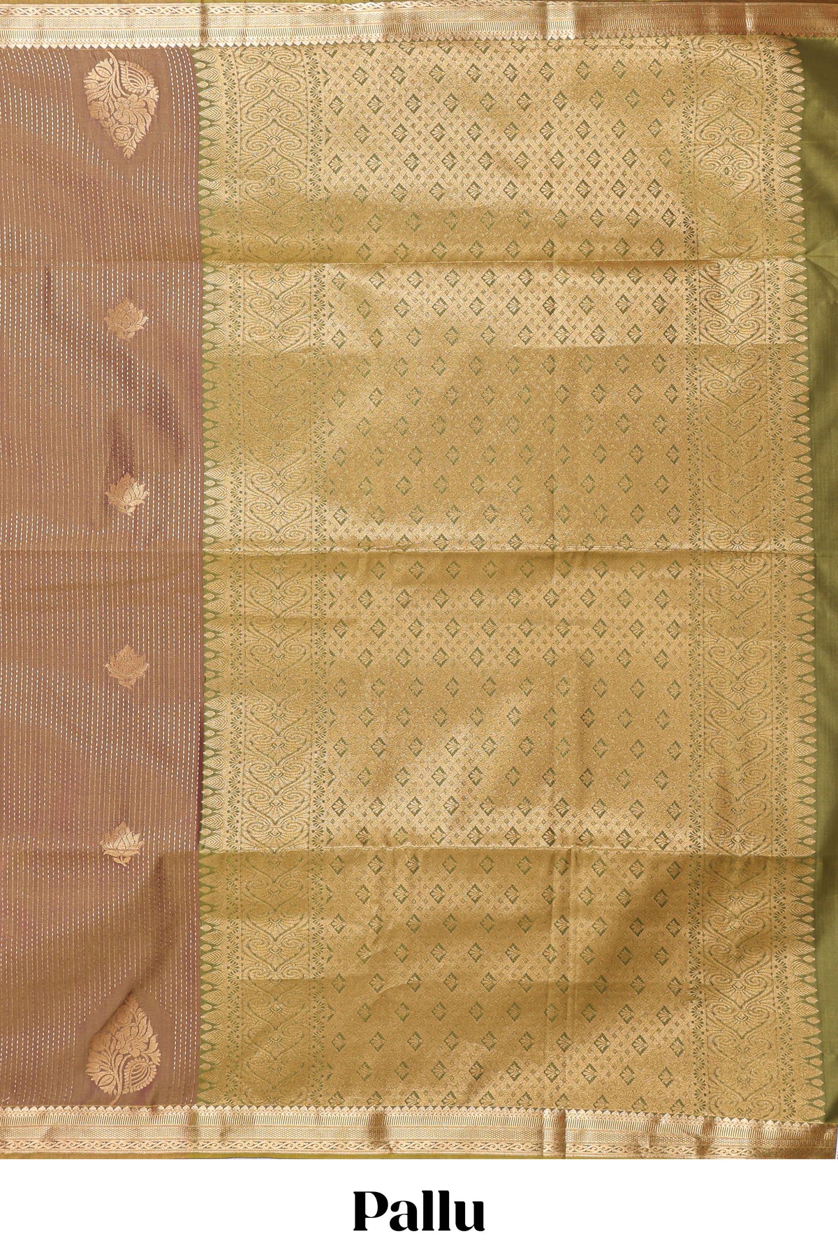 Brown floral design motifs semi soft silk saree with contrast border and blouse