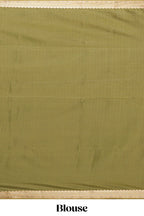 Brown floral design motifs semi soft silk saree with contrast border and blouse