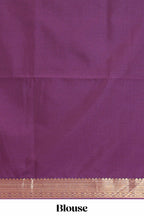 Blue floral design motifs semi soft silk saree with self border and contrast blouse