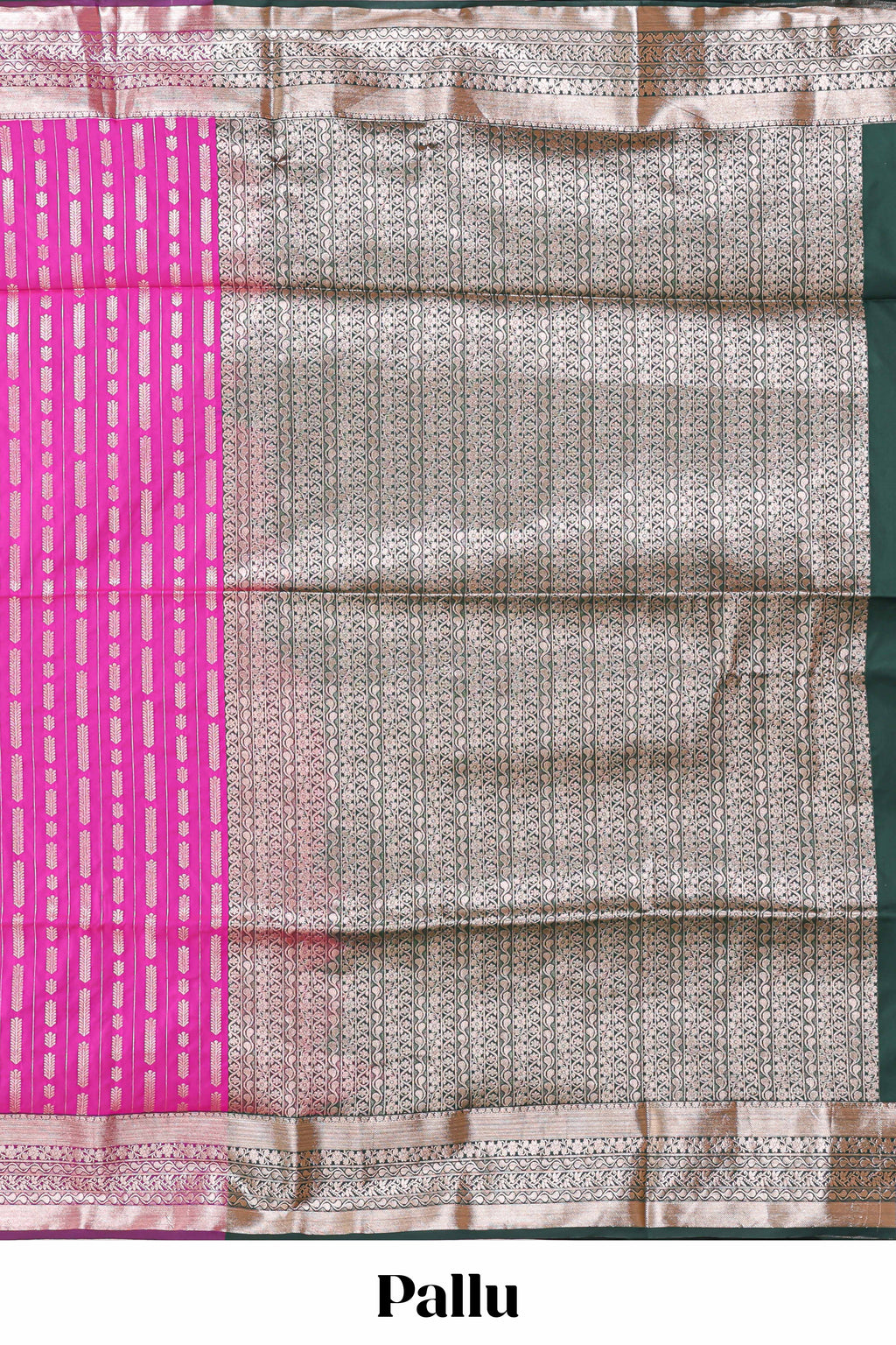 Pink striped floral design semi soft silk saree with contrast border and blouse