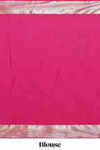 Blue striped floral design semi soft silk saree with contrast border and blouse