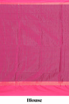 Purple checked floral design motifs semi soft silk saree with contrast border and blouse