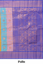 Multi color checked floral design motifs semi soft silk saree with contrast border and blouse