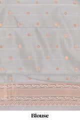 Blule checkedSemi Soft Silk Saree with contrast border along with contrasting blouse