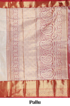 Cream shade checked butta design Semi Soft Silk Saree with contrast zari border along with contrasting blouse