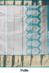 Grey shade checked butta design Semi Soft Silk Saree with pink contrast zari border along with contrasting blouse
