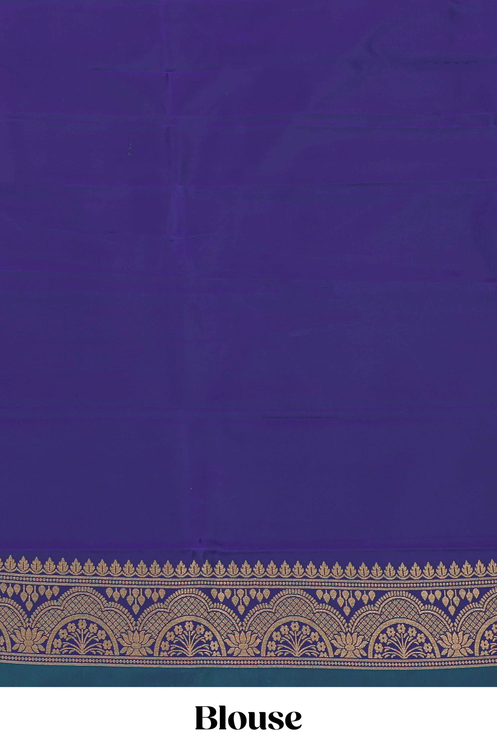 Peacock blue striped zari motifs semi soft silk saree with contrast border and blouse
