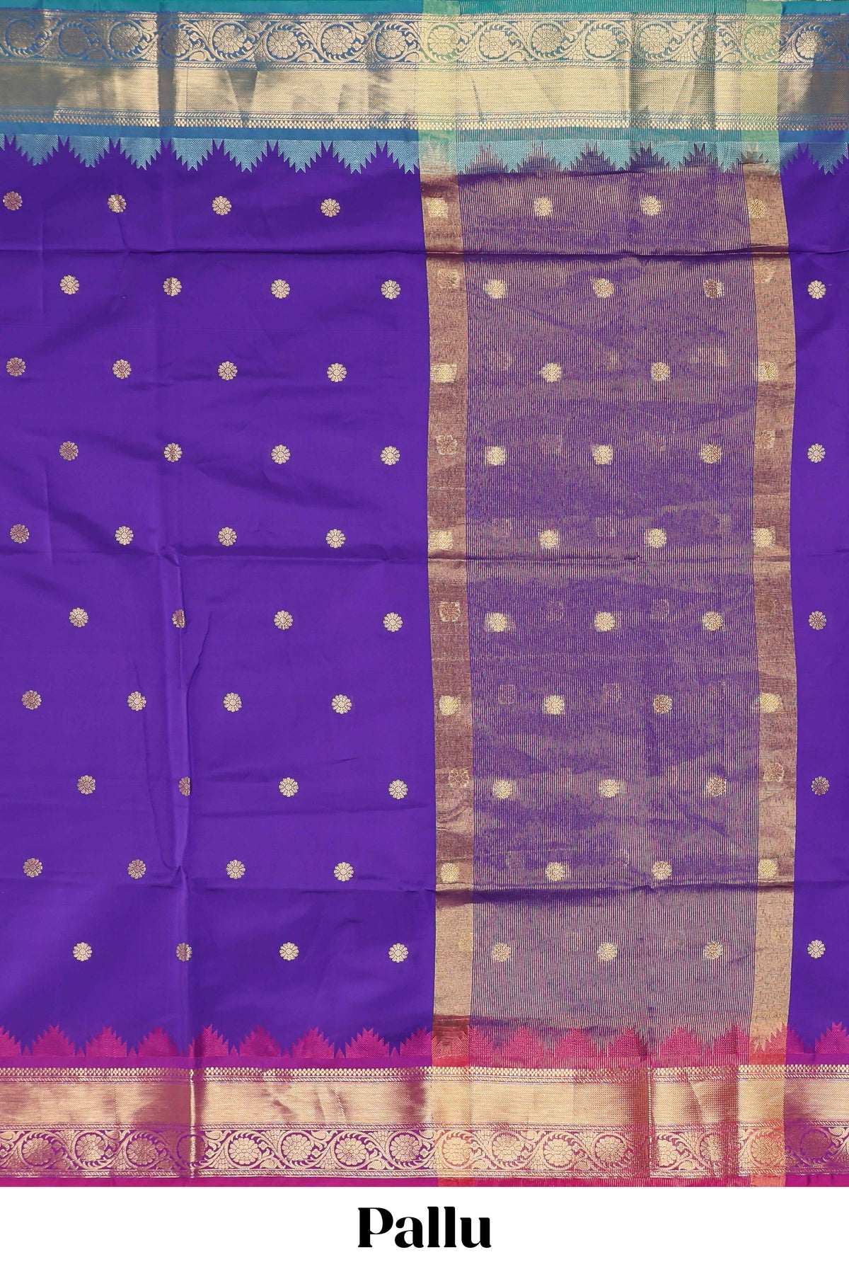 Lavender zari motifs designed semi soft silk saree with contrast temple zari border and matching blouse