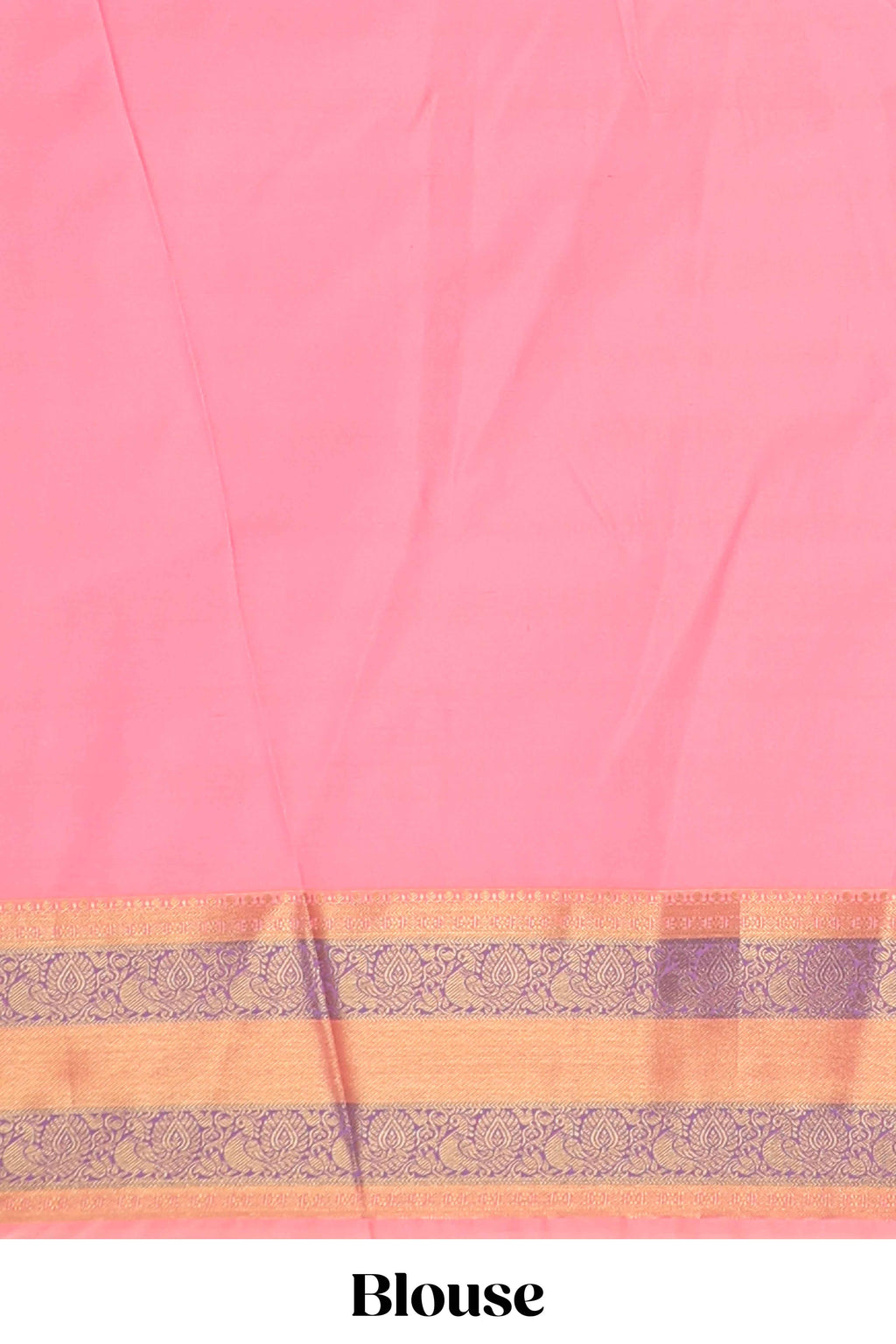 Purple striped floral and bird design semi soft silk saree with contrast bentex border and blouse