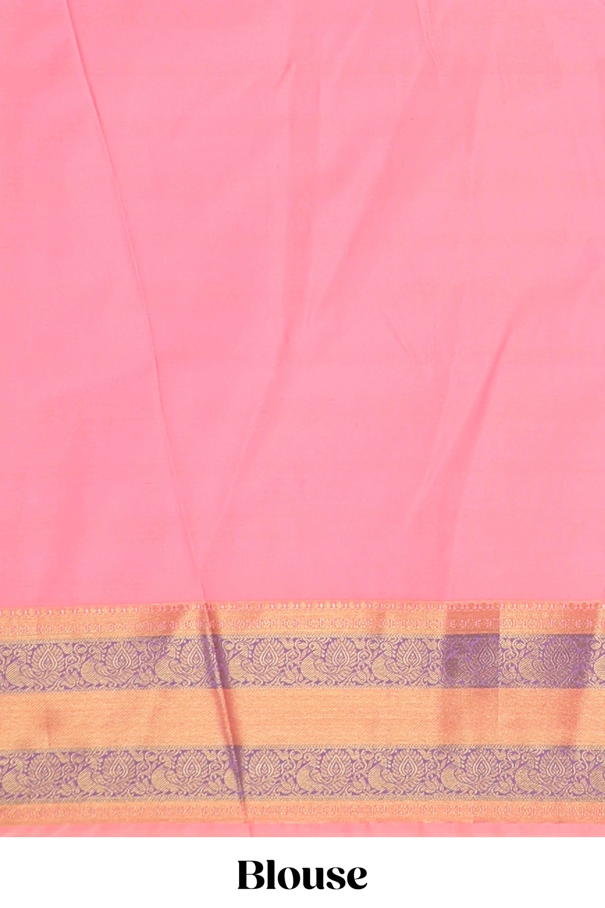 Purple striped floral and bird design semi soft silk saree with contrast bentex border and blouse