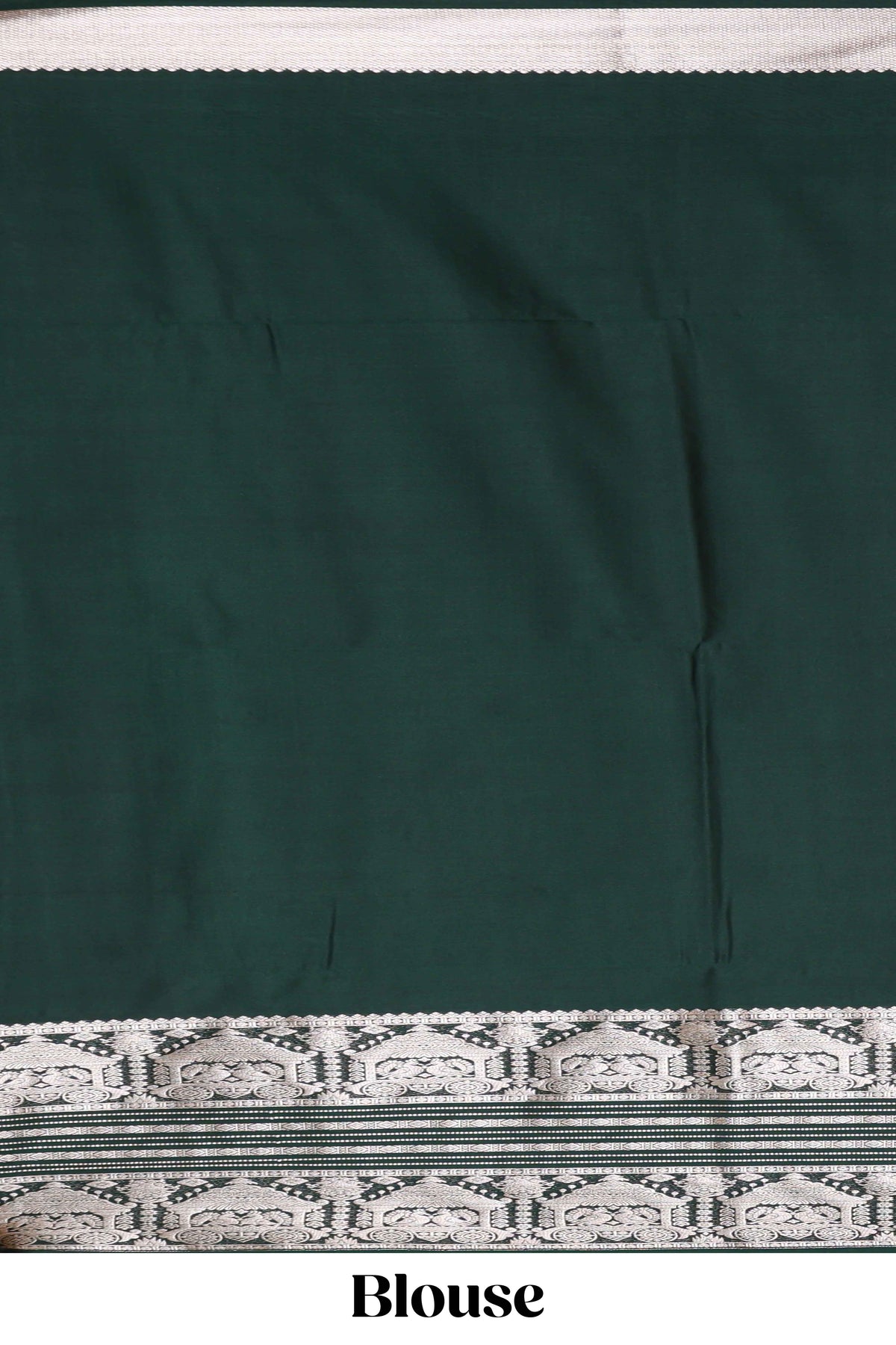 Green peacock motifs design semi soft silk saree with self zari border and matching blouse