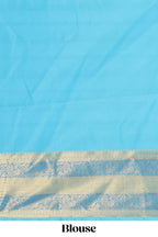 Pink striped floral and bird design semi soft silk saree with contrast bentex border and blouse
