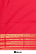 Blue checked peacock and unicorn motifs design semi soft silk saree with contrast border and blouse