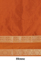 Violet checked zari motifs design semi soft silk saree with contrast border and blouse