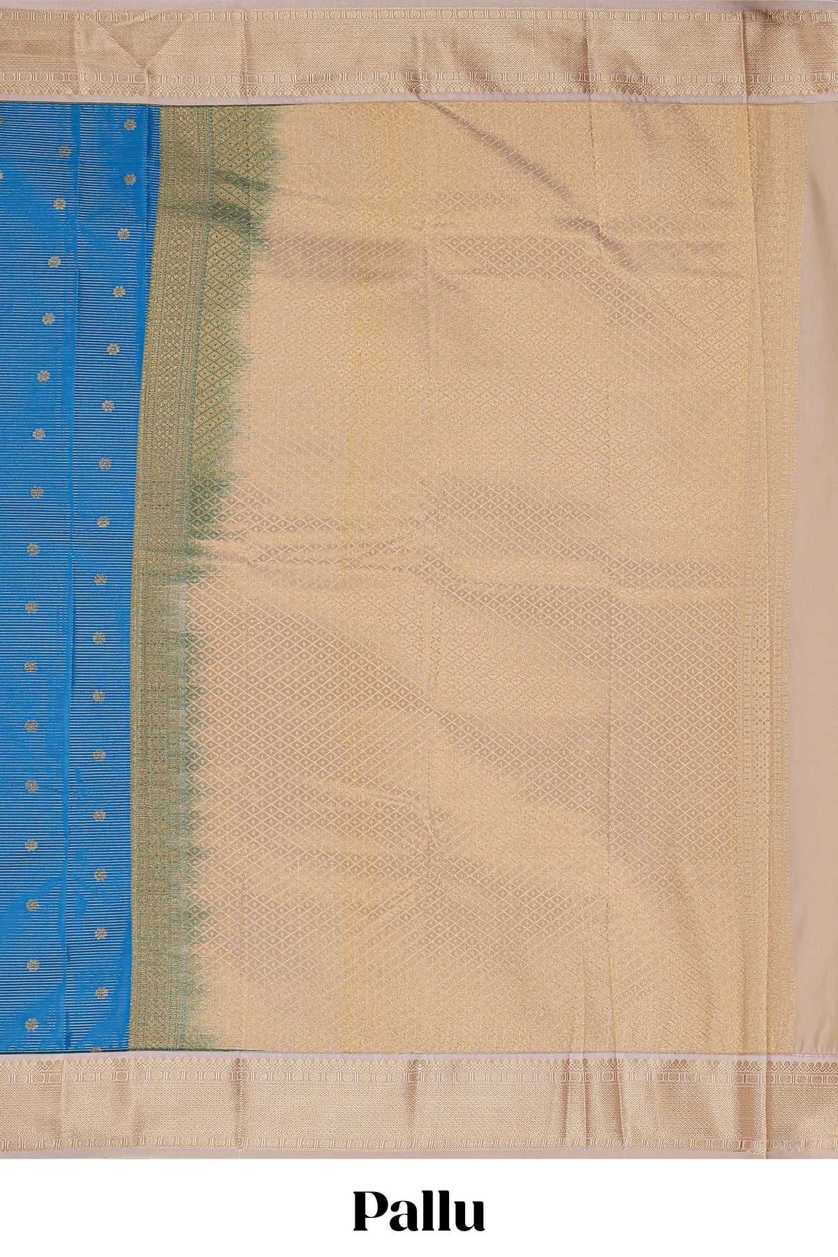 Blue striped floral zari motifs design semi soft silk saree with contrast border and blouse