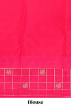 Black plain design semi soft silk saree with contrast checked border and blouse
