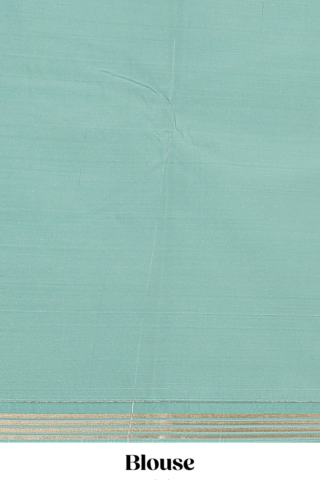Green checked zari motifs design semi soft silk saree with self zari border and contrast blouse