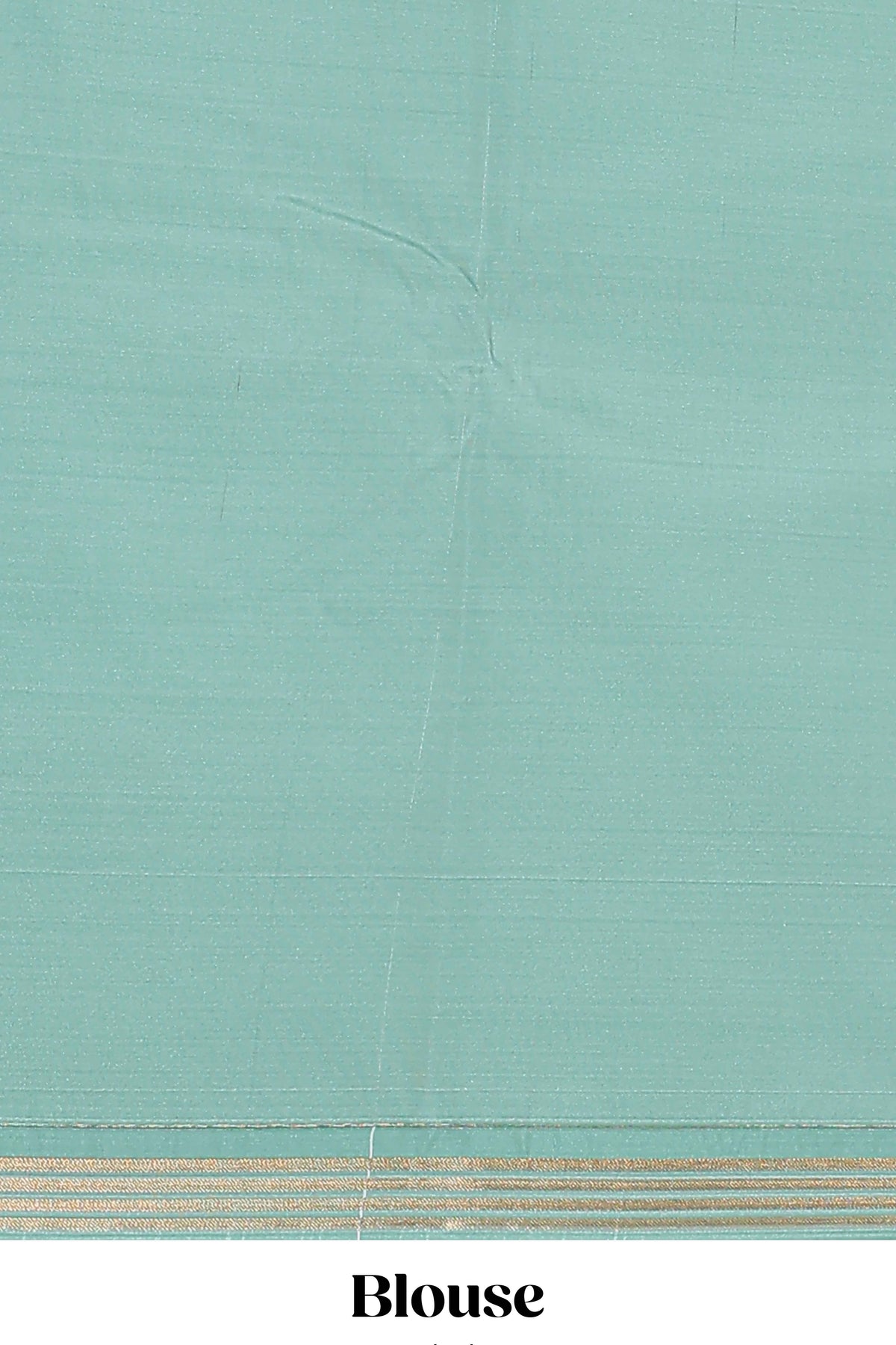 Green checked zari motifs design semi soft silk saree with self zari border and contrast blouse