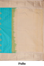 Blue zari motifs design semi soft silk saree with contrast zari border and blouse