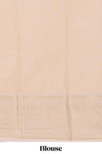 Blue zari motifs design semi soft silk saree with contrast zari border and blouse