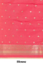 Cream floral motifs semi soft silk saree with contrast multicolor striped border and blouse