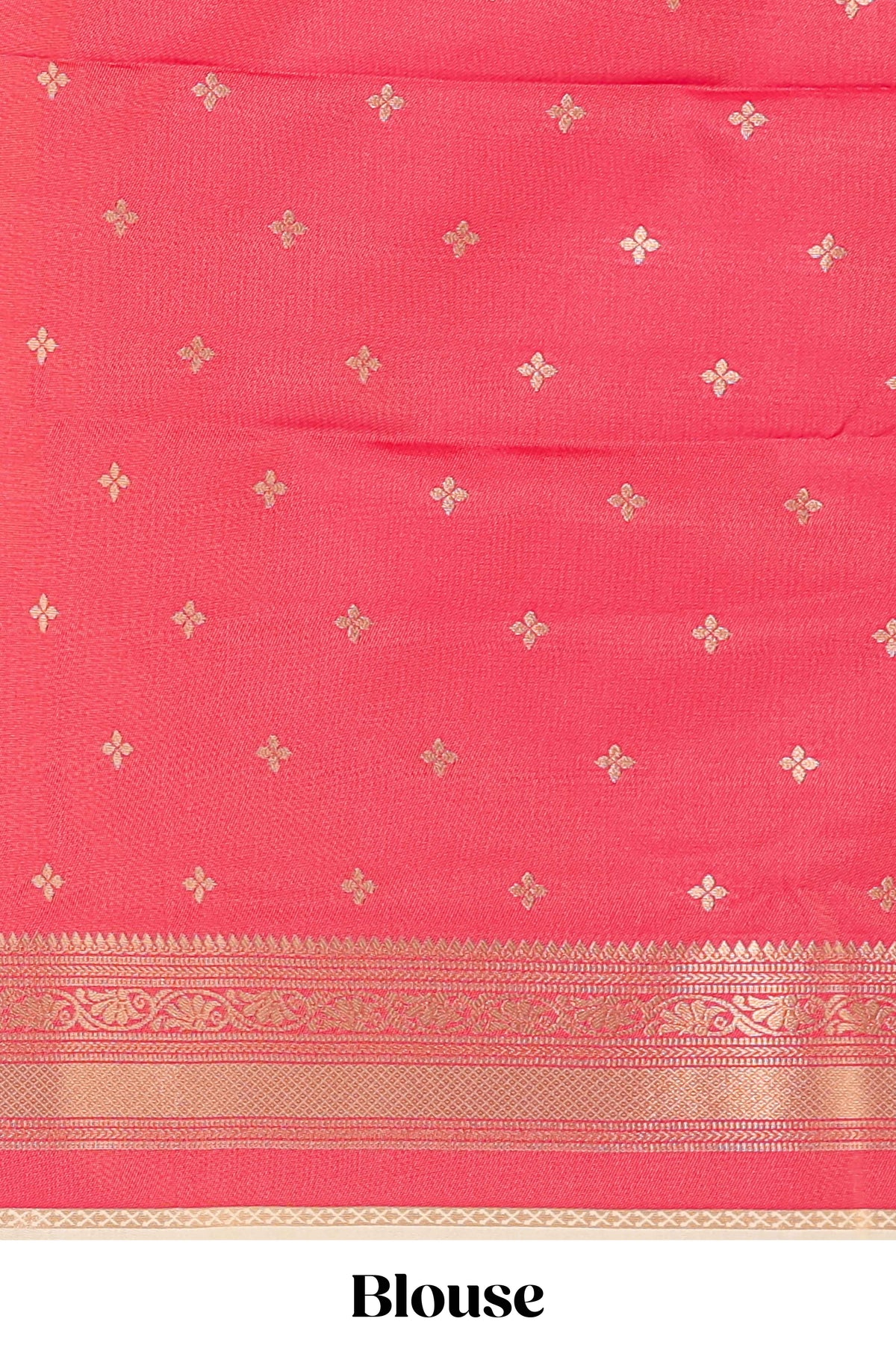 Cream floral motifs semi soft silk saree with contrast multicolor striped border and blouse