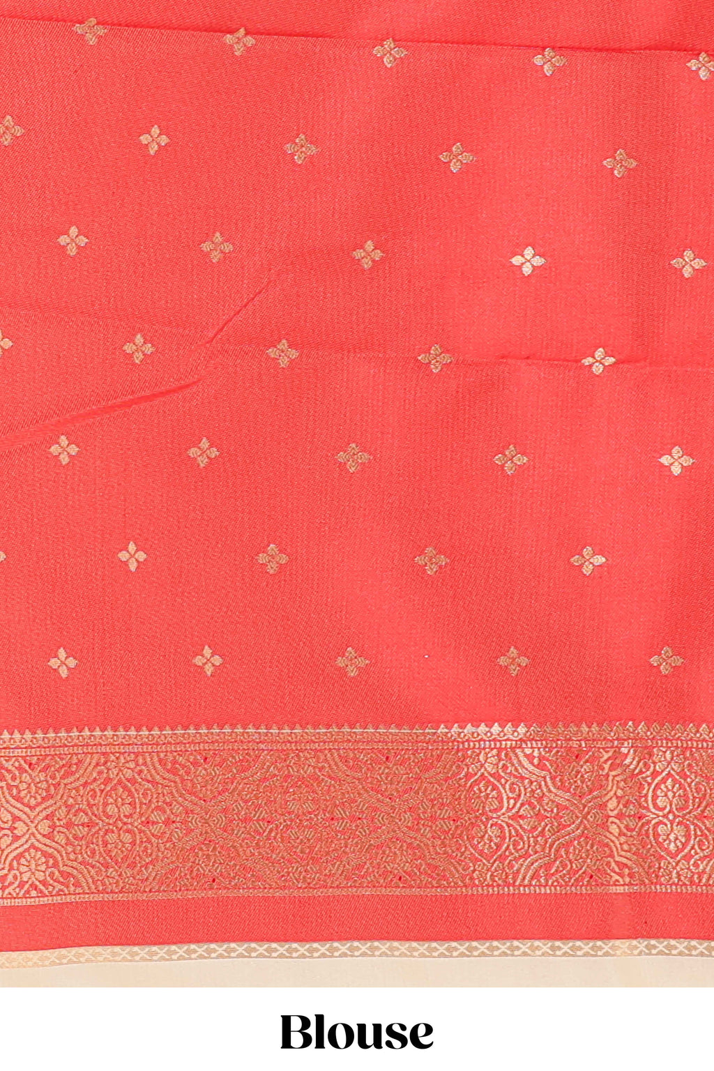 Cream butta designed semi soft silk saree with contrast multicolor geometric designed border and blouse