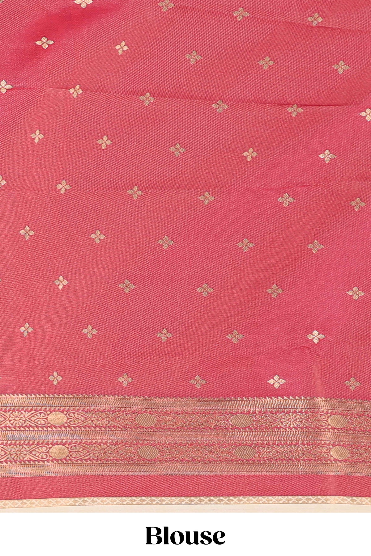 Cream zari butta designed semi soft silk saree with contrast multicolor and zari designed border and blouse