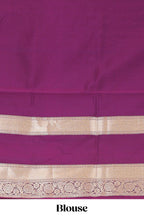 Teal-peacock blue striped and leafy motifs semi soft silk saree with contrast zari manga motifs border and blouse